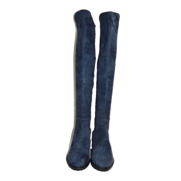$950 STUART WEITZMAN CITY SUEDE OVER THE KNEE CHUNKY BOOT BLUE 10.5 (PB9) - Picture 3 of 8